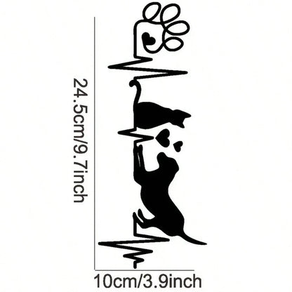 Dog And Cat Heartbeat Car Decal, Paw Print Sticker, Animal Lover's Fun Pet Sticker, Cute Dog & Cat Lovers Decal For Car