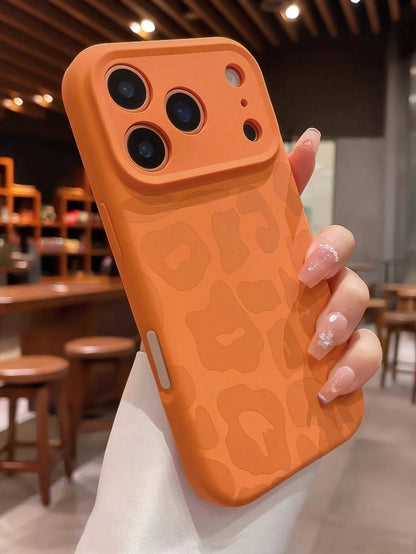 Dopamine Orange Leopard Print Phone Case Compatible With 17 Pro Max/17 Pro/17/16 Pro Max/16/16 Pro/15/15 Pro Max/15 Pro/11/12/13/14 Pro Max/12 Pro/12 Pro Max/13 Pro/13 Pro Max/14 Pro, Full Coverage An