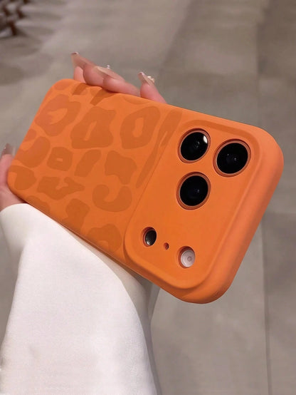 Dopamine Orange Leopard Print Phone Case Compatible With 17 Pro Max/17 Pro/17/16 Pro Max/16/16 Pro/15/15 Pro Max/15 Pro/11/12/13/14 Pro Max/12 Pro/12 Pro Max/13 Pro/13 Pro Max/14 Pro, Full Coverage An