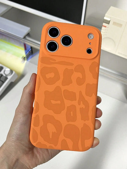 Dopamine Orange Leopard Print Phone Case Compatible With 17 Pro Max/17 Pro/17/16 Pro Max/16/16 Pro/15/15 Pro Max/15 Pro/11/12/13/14 Pro Max/12 Pro/12 Pro Max/13 Pro/13 Pro Max/14 Pro, Full Coverage An