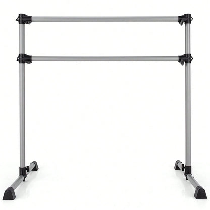 Double Ballet Barre Bar, Portable 4 FT Freestanding Dancing Bar W/ 7"-46" Adjustable Height