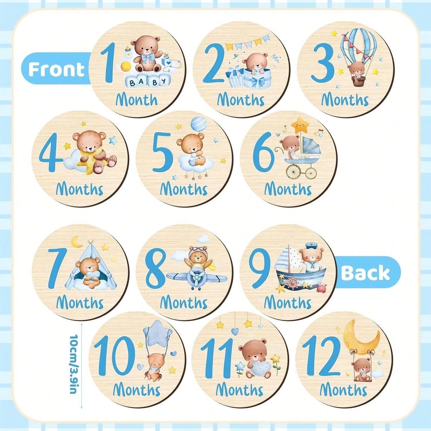 Double-Sided Baby Monthly Milestone Cards, Newborn Birth Announcement Plaque, "Hello World" Milestone Marker, Baby Shower Gift, Newborn Photo Props, Baby Growth Memento