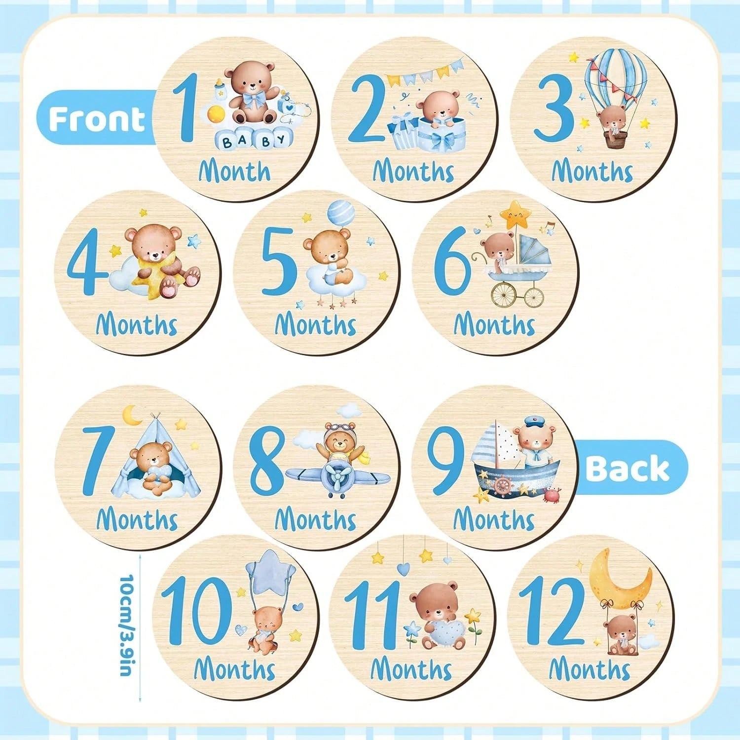 Double-Sided Baby Monthly Milestone Cards, Newborn Birth Announcement Plaque, "Hello World" Milestone Marker, Baby Shower Gift, Newborn Photo Props, Baby Growth Memento