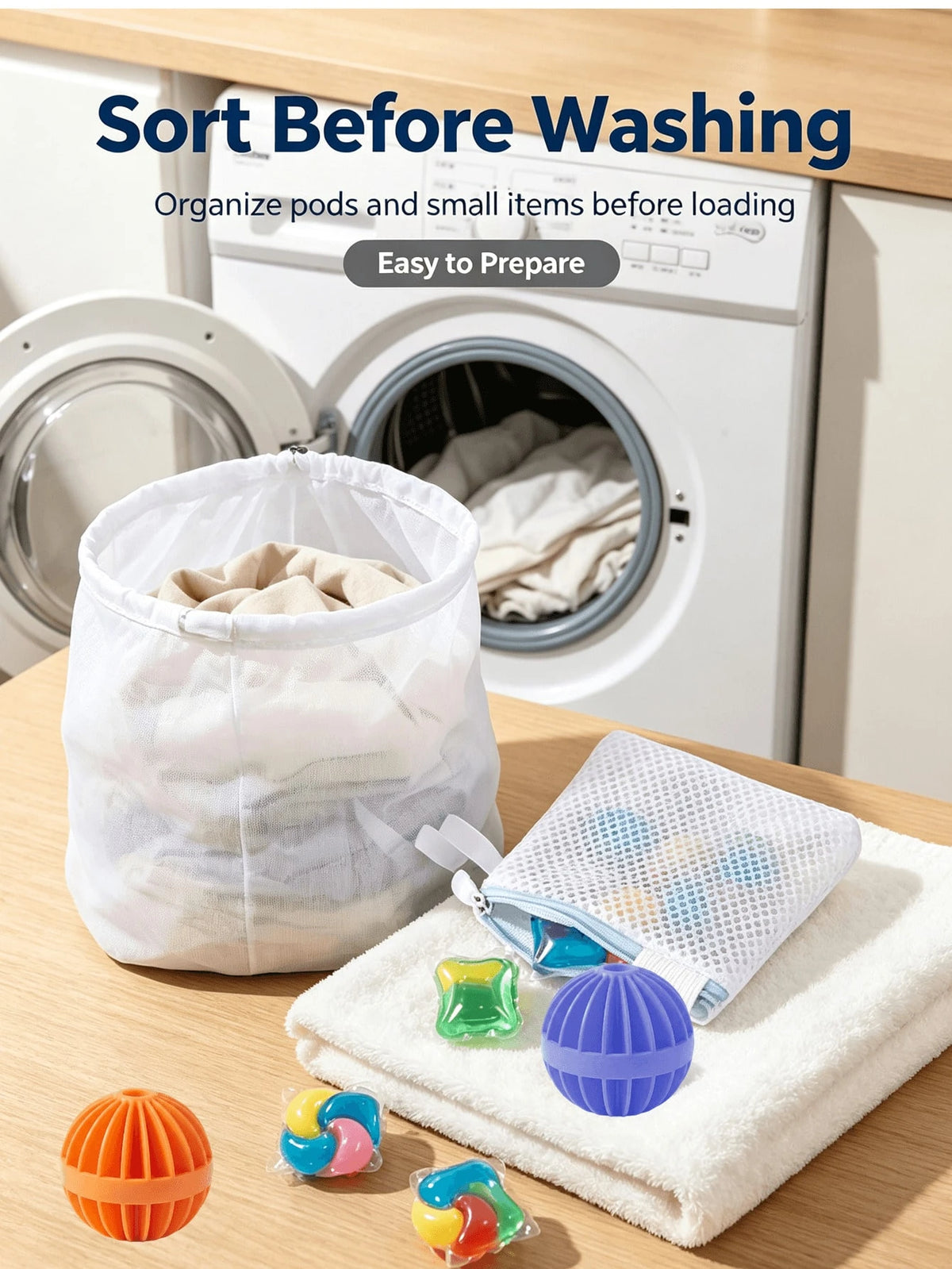 Drawstring Mesh Laundry Bag Set, Includes Anti-Tangle Laundry Balls And Laundry Beads Zipper Bag, Multiple Sizes Laundry Protection Bags, Suitable For Storing Bras, Underwear, Socks, Duvet Covers, Cur