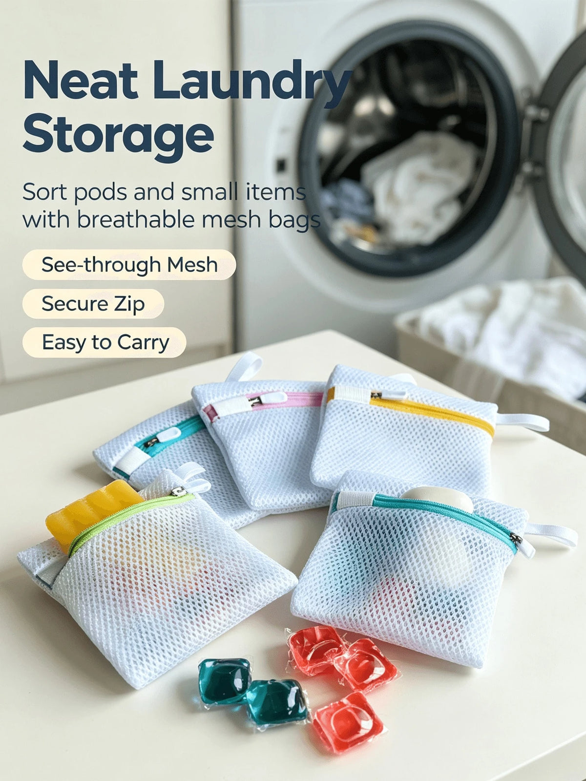 Drawstring Mesh Laundry Bag Set, Includes Anti-Tangle Laundry Balls And Laundry Beads Zipper Bag, Multiple Sizes Laundry Protection Bags, Suitable For Storing Bras, Underwear, Socks, Duvet Covers, Cur