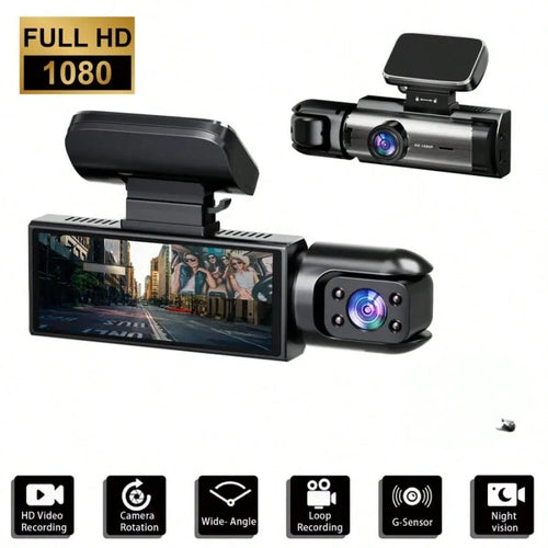 Dual Lens Driving Recorder, 1080P Front And Rear Dual Camera With Wide Angle DVR Camera And 3.16 Inch IPS Screen, Night Vision, Loop Recording, 310° Wide Angle, Parking Monitoring, Motion Detection