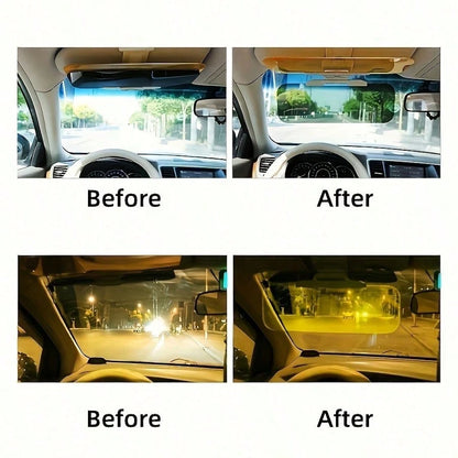 Dual-Purpose Car Sun Visor UV Protection + Night Glare Reduction Fits All Vehicle Models Includes Adjustable Clips And Suction Cups ABS Plastic Reduces Headlight And High Beam Glare Perfectly Blocks B