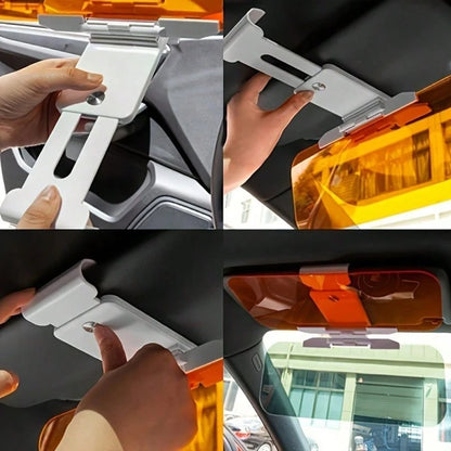 Dual-Purpose Car Sun Visor UV Protection + Night Glare Reduction Fits All Vehicle Models Includes Adjustable Clips And Suction Cups ABS Plastic Reduces Headlight And High Beam Glare Perfectly Blocks B