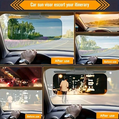 Dual-Purpose Car Sun Visor UV Protection + Night Glare Reduction Fits All Vehicle Models Includes Adjustable Clips And Suction Cups ABS Plastic Reduces Headlight And High Beam Glare Perfectly Blocks B