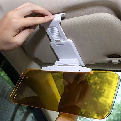 Dual-Purpose Car Sun Visor UV Protection + Night Glare Reduction Fits All Vehicle Models Includes Adjustable Clips And Suction Cups ABS Plastic Reduces Headlight And High Beam Glare Perfectly Blocks B