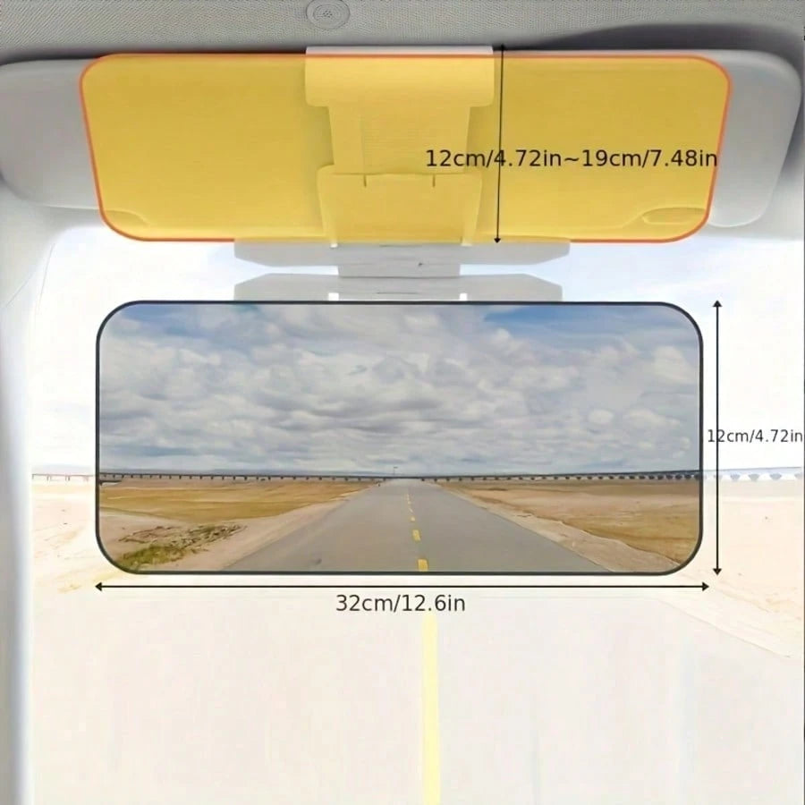 Dual-Purpose Car Sun Visor UV Protection + Night Glare Reduction Fits All Vehicle Models Includes Adjustable Clips And Suction Cups ABS Plastic Reduces Headlight And High Beam Glare Perfectly Blocks B