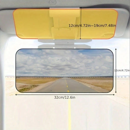 Dual-Purpose Car Sun Visor UV Protection + Night Glare Reduction Fits All Vehicle Models Includes Adjustable Clips And Suction Cups ABS Plastic Reduces Headlight And High Beam Glare Perfectly Blocks B