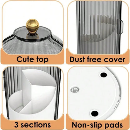Dustproof Toothbrush Holders With Cover, Rotating Electric Toothbrush And Toothpaste Holder For Bathroom Countertop, 3 Slots Makeup Brushes Organizer