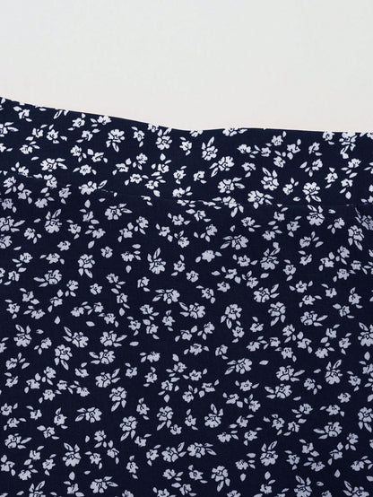 EARO Women's Spring/Summer Ditsy Floral High Waist A-Line Flowy Chiffon Skirt, Casual Outdoor