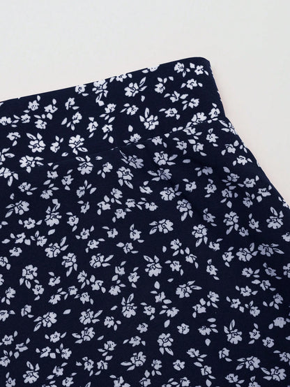 EARO Women's Spring/Summer Ditsy Floral High Waist A-Line Flowy Chiffon Skirt, Casual Outdoor