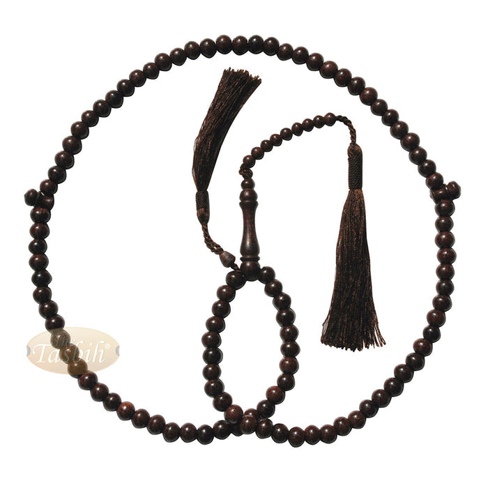 Economy Dense Tamarind Tree Tasbih - 8 mm 99-Bead Prayer Beads - Worry Beads with 2 Beautiful Tassels