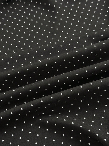 Elamini Polka Dot Print Collared Slim Fit Short Sleeve Blouse For Women