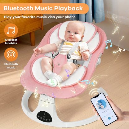 Electric Baby Swing&Bouncer For Newborns,Cradle With Music Speaker,3 Seat Positions,10 Lullabies,5 Speed Settings,Remote Control&Dual Power Supply