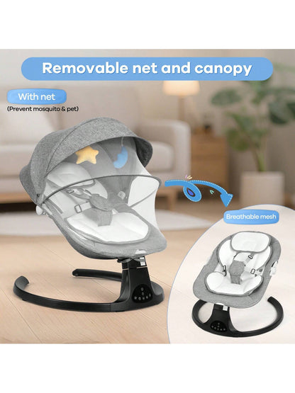 Electric Baby Swing&Bouncer For Newborns,Cradle With Music Speaker,3 Seat Positions,10 Lullabies,5 Speed Settings,Remote Control&Dual Power Supply