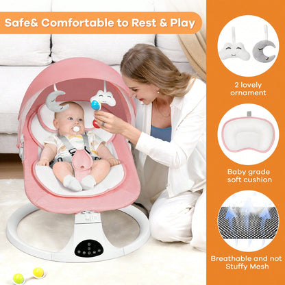 Electric Baby Swing&Bouncer For Newborns,Cradle With Music Speaker,3 Seat Positions,10 Lullabies,5 Speed Settings,Remote Control&Dual Power Supply