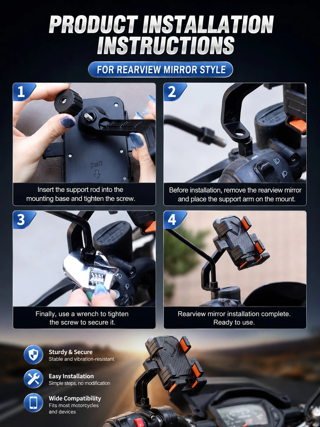 Electric Bike Phone Holder For Cycling