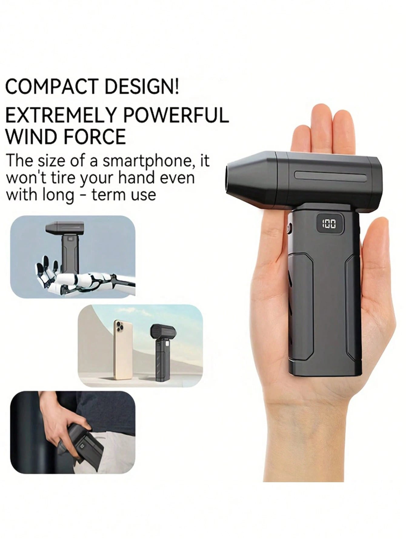 Electric Dust Blower, High-Speed Mini Blower,Adjustable Power Turbo Fan, 2600mAh Portable Dust Blower For Cleaning Electronics, Cars, Homes, And Outdoor Spaces USB Rechargeable Handheld Electric Air
