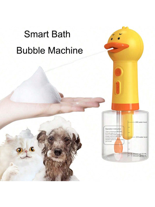 Electric Foam Pet Shampoo Dispenser Suitable For Dogs And Cats Bathing, Dog Lovers, Cat Lovers, Pet Lovers, Duck Shaped Electric Foam Water Dispenser, Rechargeable Soap Liquid Dispenser For Pet Bath