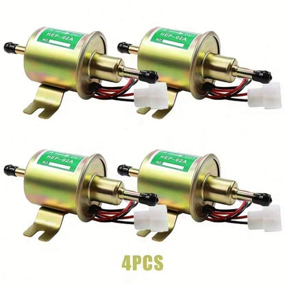 Electric Fuel Pump Kit 12V Universal Low Pressure 4-7 Psi Gas Inline Pump With 2 Fuel Filter And 8 Hose Clamp Carburetor Hep-02A Lawn Mower Transfer Machine, Without Battery, 12 Volt Fuel Pump