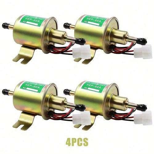 Electric Fuel Pump Kit 12V Universal Low Pressure 4-7 Psi Gas Inline Pump With 2 Fuel Filter And 8 Hose Clamp Carburetor Hep-02A Lawn Mower Transfer Machine, Without Battery, 12 Volt Fuel Pump
