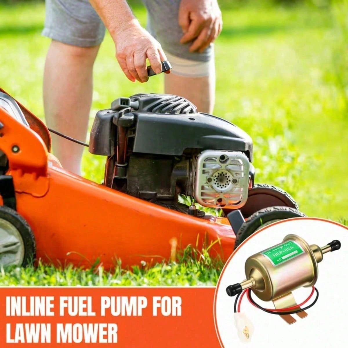 Electric Fuel Pump Kit 12V Universal Low Pressure 4-7 Psi Gas Inline Pump With 2 Fuel Filter And 8 Hose Clamp Carburetor Hep-02A Lawn Mower Transfer Machine, Without Battery, 12 Volt Fuel Pump