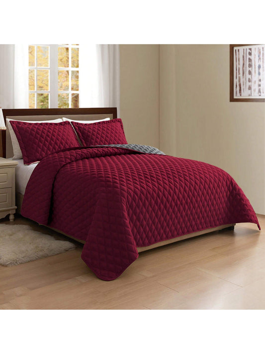 Elegant Comfort 3pcs Diamond Quilt Set Bedspreads, Ultra-Soft Comfortable Bedspread With 2 Pillow Shams Bedding, Machine Washable, Quilted Reversible Bedspread Coverlet Set, Full/Queen, King/Californi