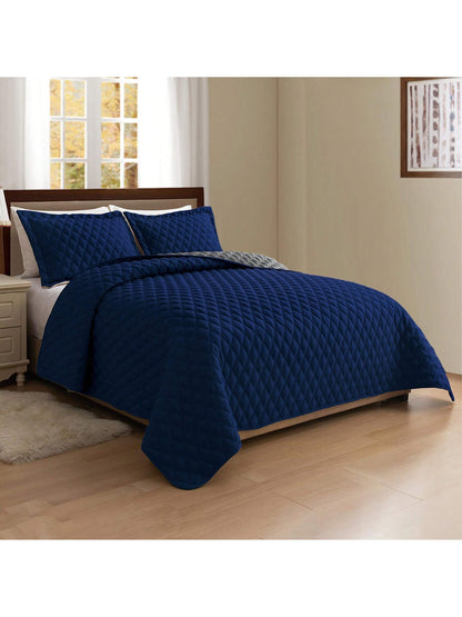 Elegant Comfort 3pcs Diamond Quilt Set Bedspreads, Ultra-Soft Comfortable Bedspread With 2 Pillow Shams Bedding, Machine Washable, Quilted Reversible Bedspread Coverlet Set, Full/Queen, King/Californi