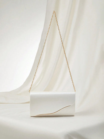 Elegant Large Women Clutch Purse Evening Bag With Detachable Chain For Wedding,Bride