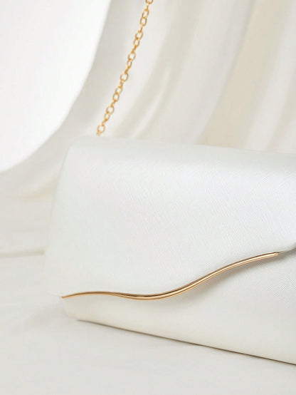 Elegant Large Women Clutch Purse Evening Bag With Detachable Chain For Wedding,Bride