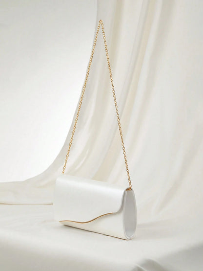 Elegant Large Women Clutch Purse Evening Bag With Detachable Chain For Wedding,Bride
