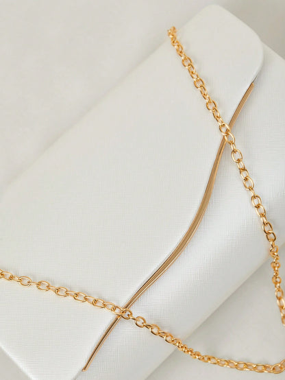 Elegant Large Women Clutch Purse Evening Bag With Detachable Chain For Wedding,Bride
