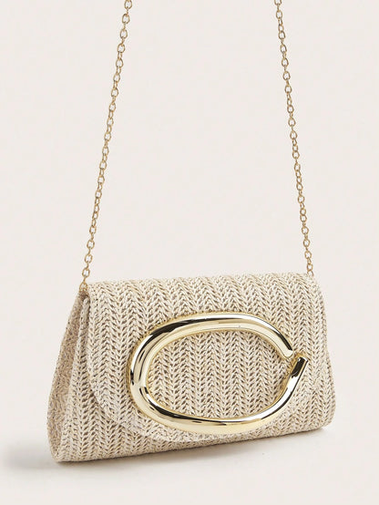 Elegant Large Women's PU Material Clutch Bag, With Detachable Chain, Suitable For Weddings, Parties, Banquets And Other Occasions
