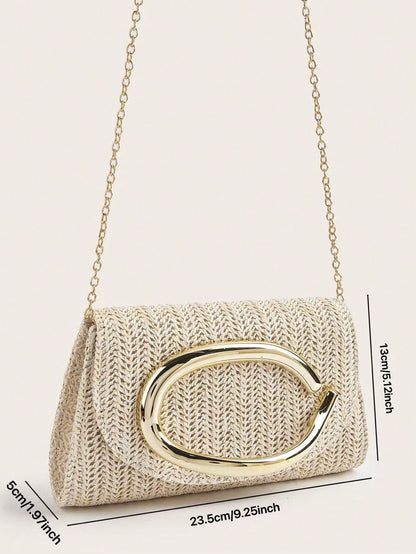 Elegant Large Women's PU Material Clutch Bag, With Detachable Chain, Suitable For Weddings, Parties, Banquets And Other Occasions