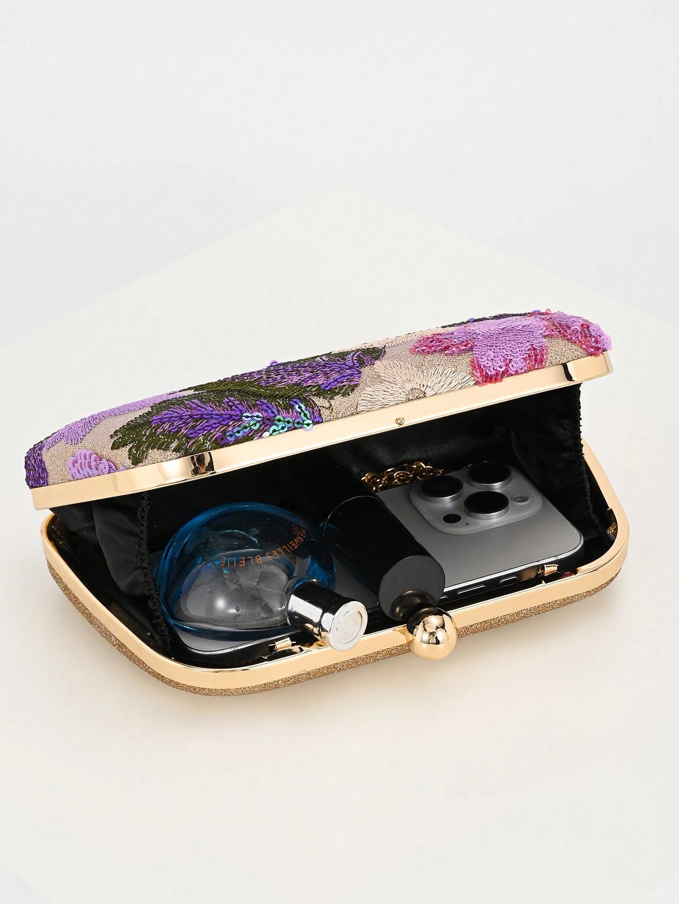 Elegant Shiny Multi-Color Leaf & Floral Patchwork Crossbody Clutch Bag, Vintage Chain Strap Mini Square Box Bag, Suitable For Party, College Students