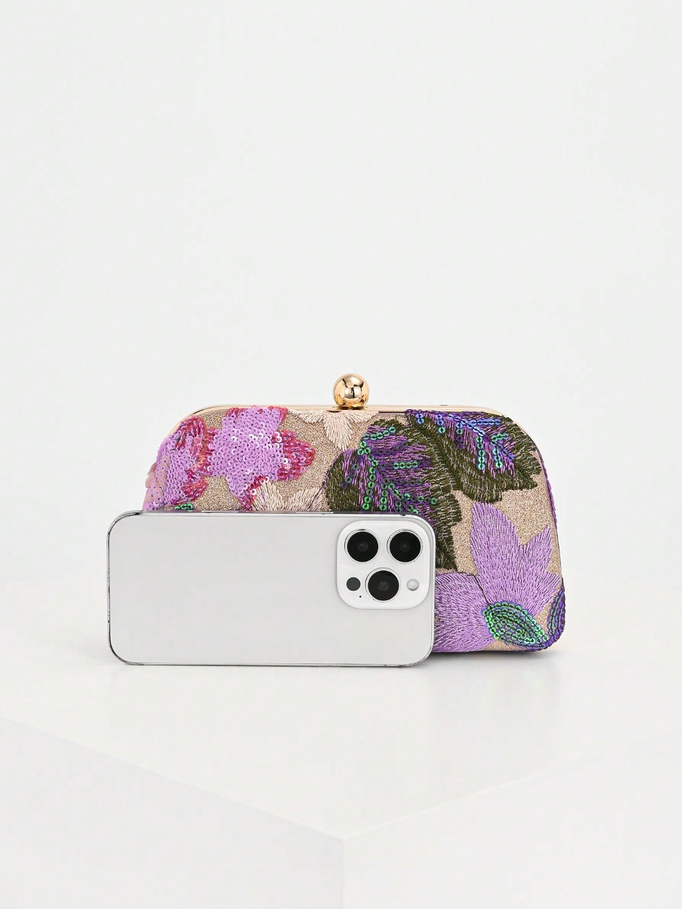 Elegant Shiny Multi-Color Leaf & Floral Patchwork Crossbody Clutch Bag, Vintage Chain Strap Mini Square Box Bag, Suitable For Party, College Students