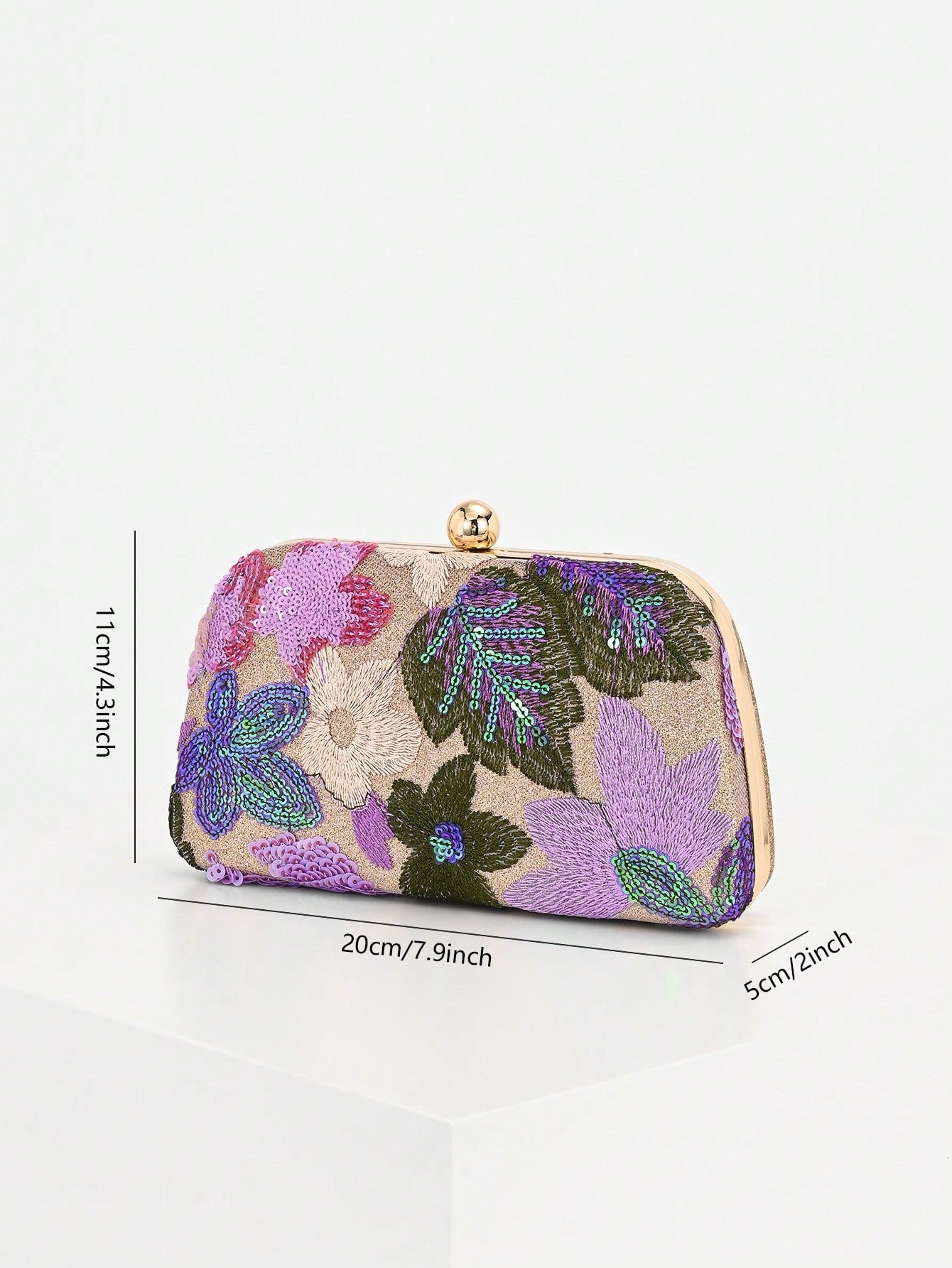 Elegant Shiny Multi-Color Leaf & Floral Patchwork Crossbody Clutch Bag, Vintage Chain Strap Mini Square Box Bag, Suitable For Party, College Students
