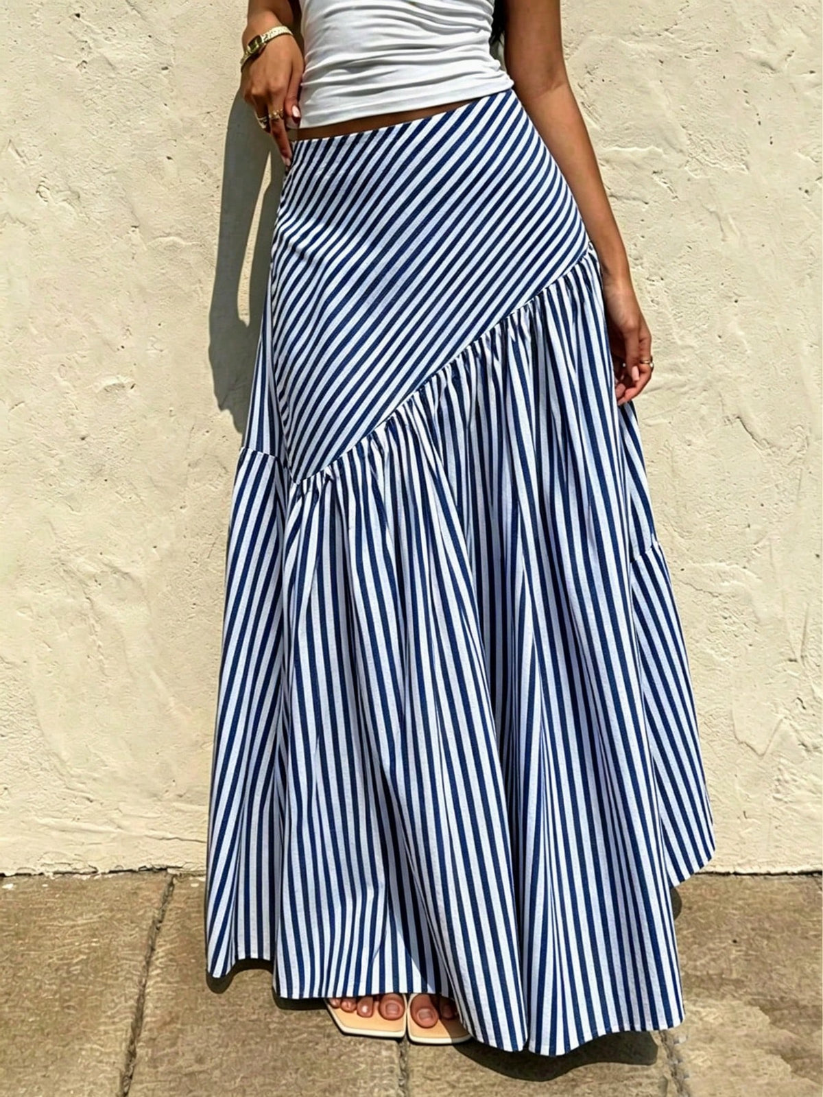 Elegant Spring Autumn All-Season Versatile French Casual Bohemian Style Woven Fabric Flare A-Line Women's Long Skirt Summer