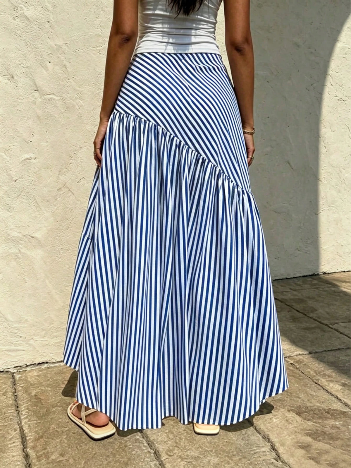 Elegant Spring Autumn All-Season Versatile French Casual Bohemian Style Woven Fabric Flare A-Line Women's Long Skirt Summer