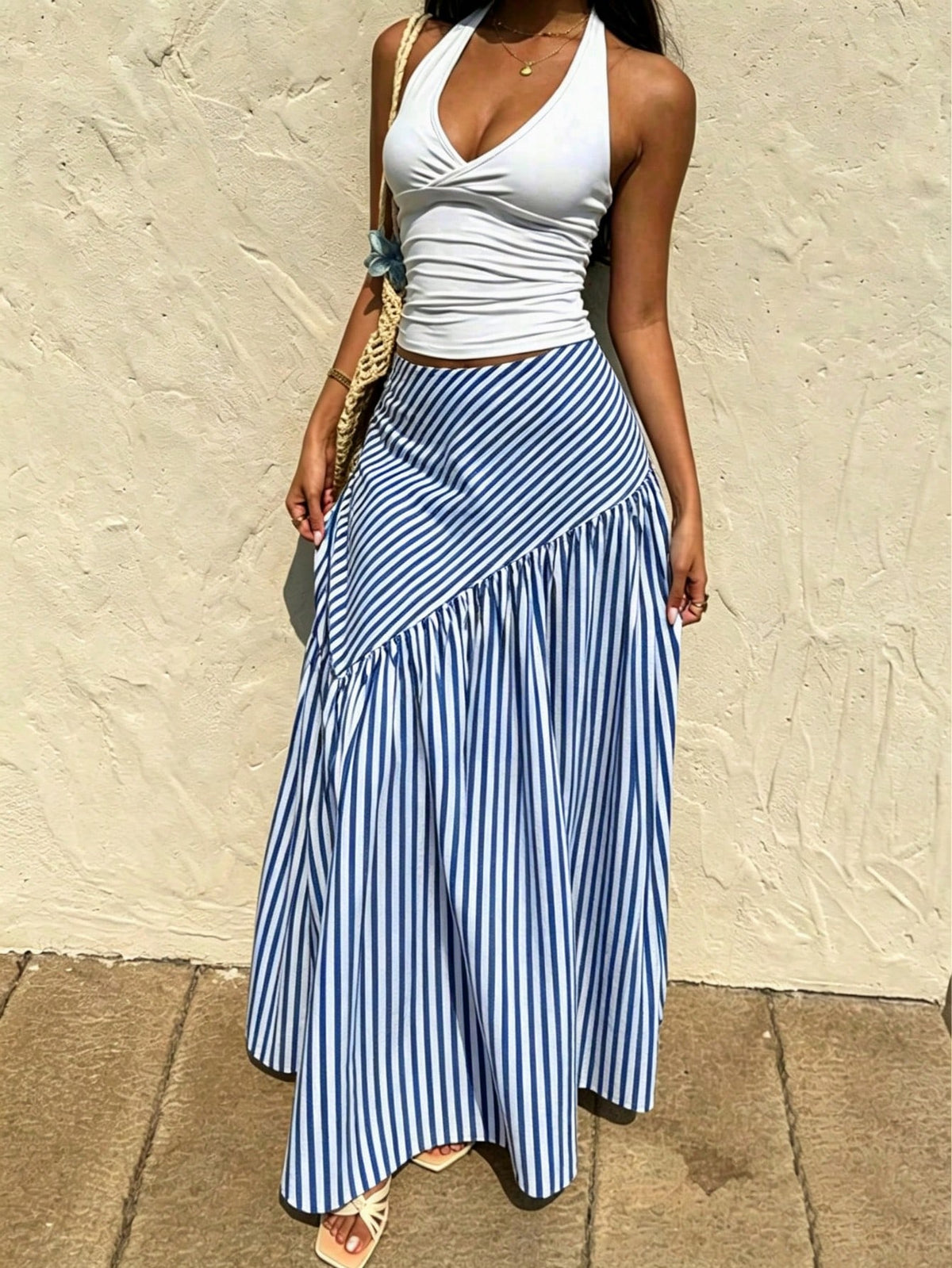 Elegant Spring Autumn All-Season Versatile French Casual Bohemian Style Woven Fabric Flare A-Line Women's Long Skirt Summer