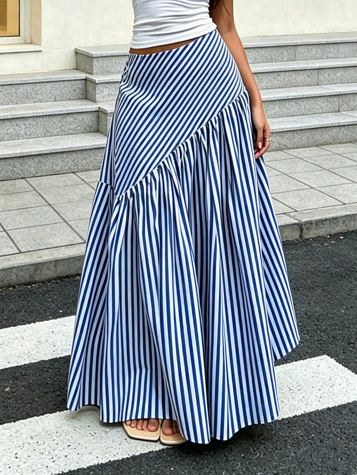 Elegant Spring Autumn All-Season Versatile French Casual Bohemian Style Woven Fabric Flare A-Line Women's Long Skirt Summer