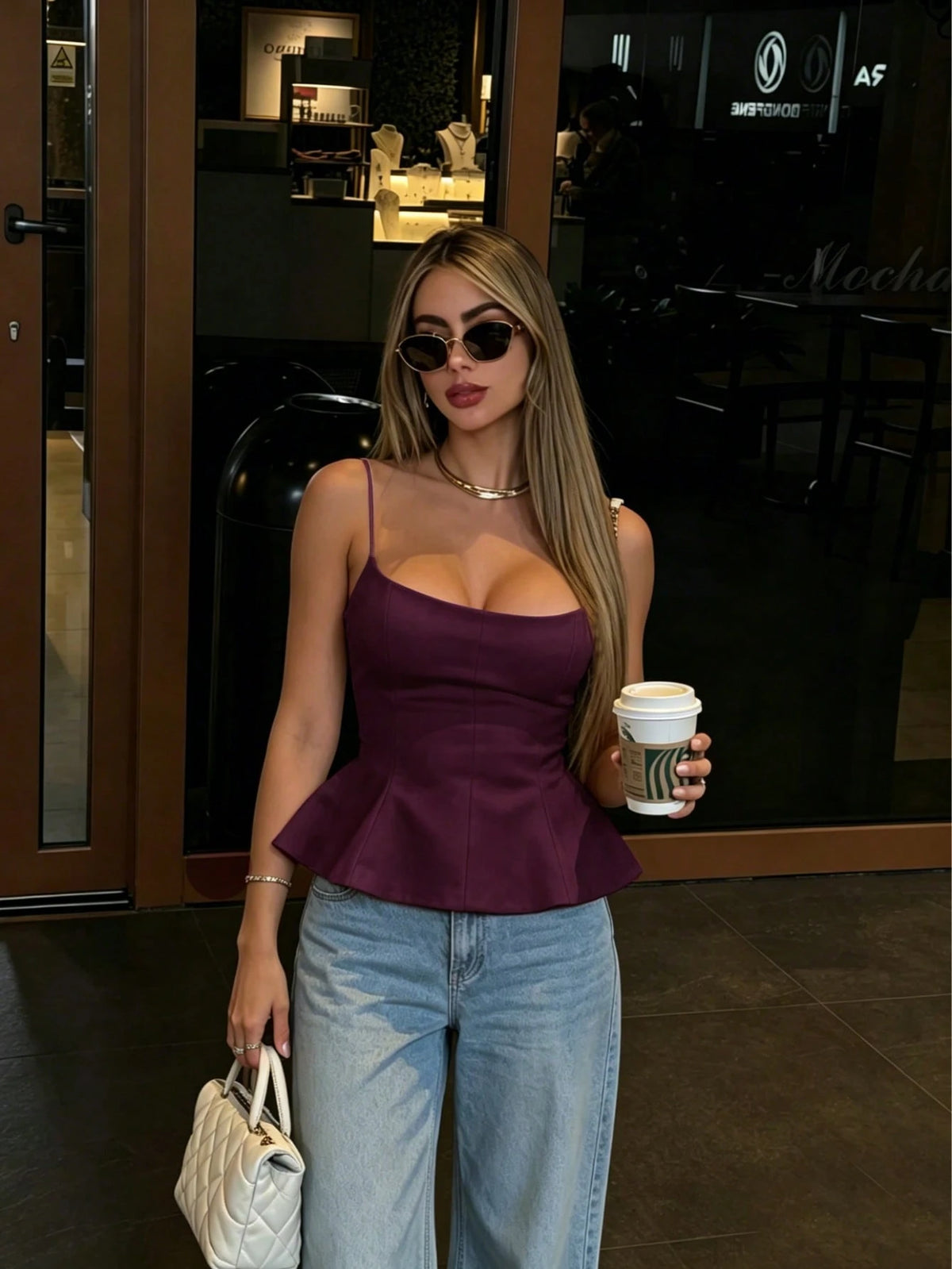Elegant Women's Camisole, Spaghetti Strap, Short Design, Flared Hem, Ideal Choice For Summer Fashion Casual
