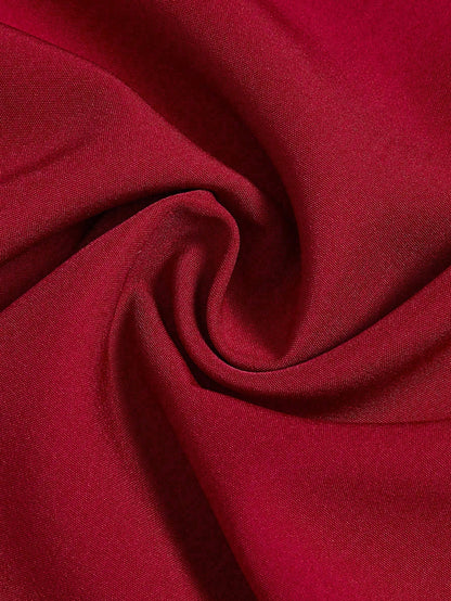 Elenzga Burgundy Red Summer Elegant French Style V-Neck Sleeveless Waist Cinched A-Line Long Dress,Holiday Dining Resort Design Vintage Fashion For Women