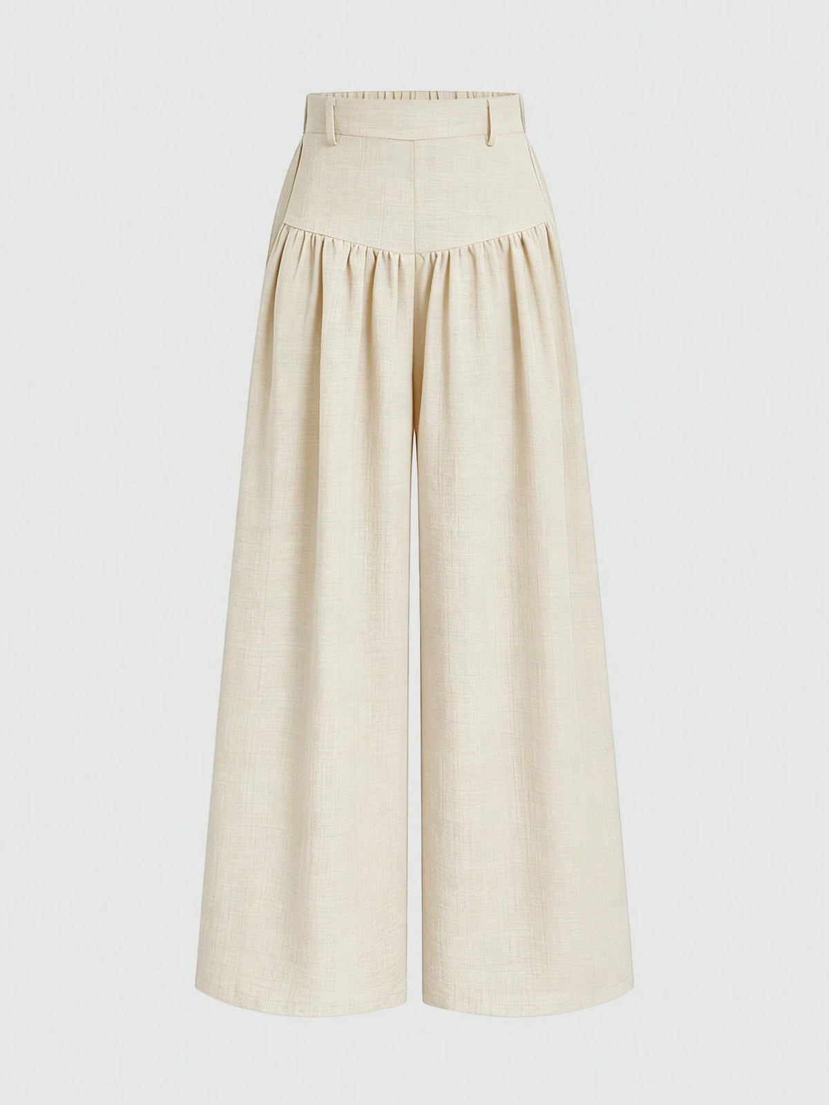 Elenzga French Style Draped Wide Leg Pants, Slimming Textured Navy Blue Elegant Commute Casual Women's Long Pants