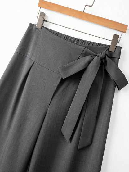 Elenzga Premium Vintage Elegant Lace-Up Lightweight Luxury Casual Versatile Commute Office Travel French Style Exquisite Women's Long Pants