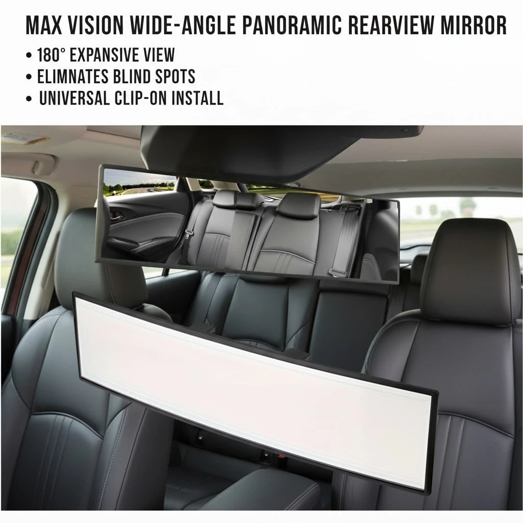 Eliminate Blind Spots: Extra Wide Convex Rearview Mirror For Cars. Enhanced Visibility Interior Mirror With Easy Installation, Universal Fit For Sedans & SUVs